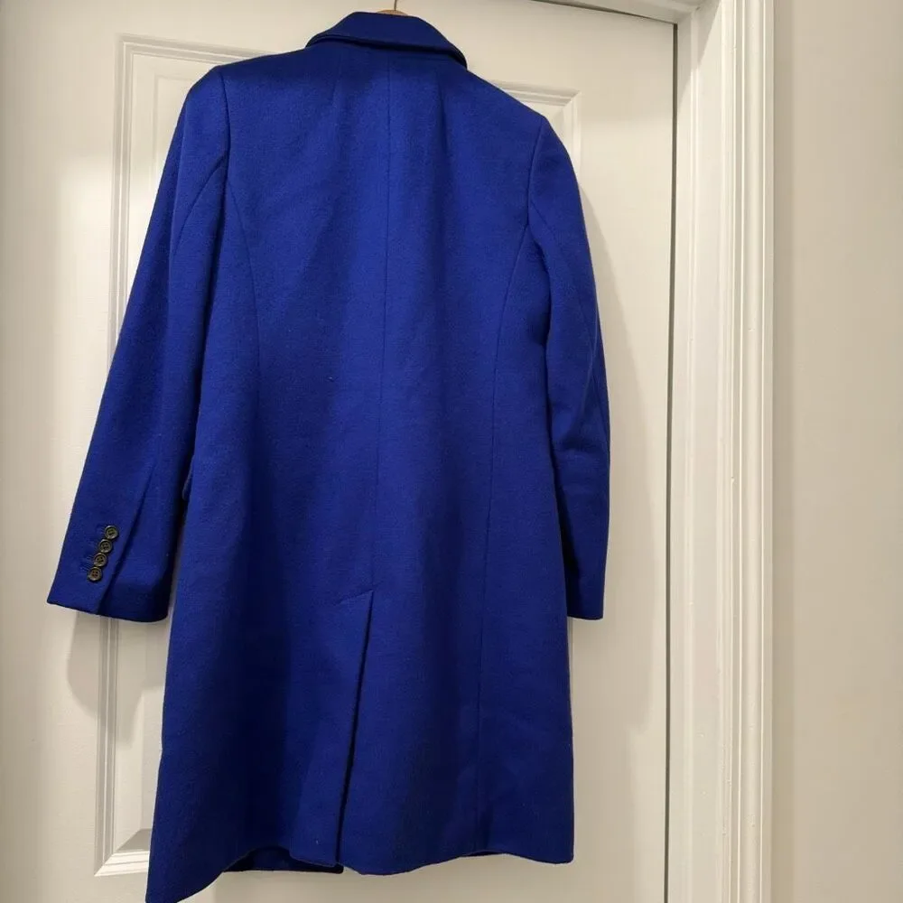 J.Crew single-breasted coat in royal blue Italian Nello Gori wool blend Size 2 - Picture 2 of 3